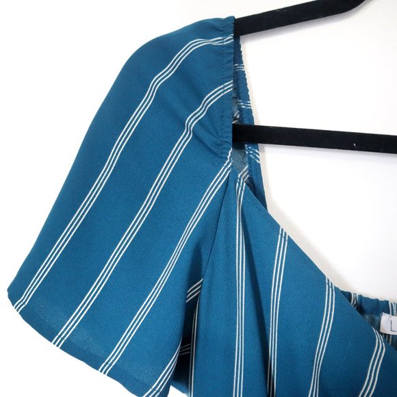 Nordstrom Leith Teal Blue Jumpsuit With Front Cut Out - Picture 4 of 7